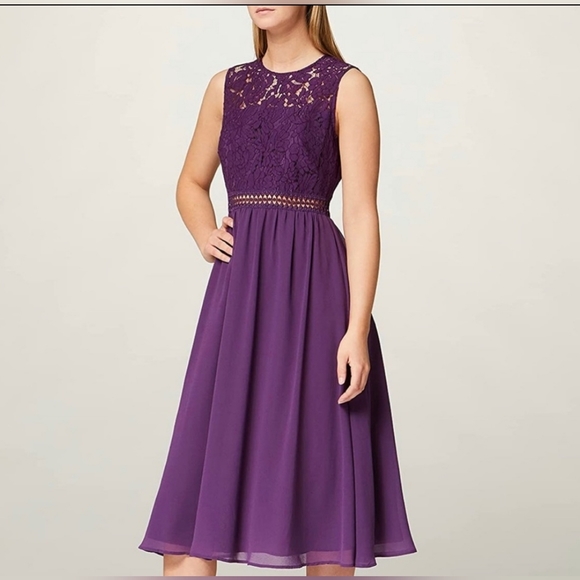 NWT-Royal Purple-Lace & Chiffon Dress - Picture 1 of 5